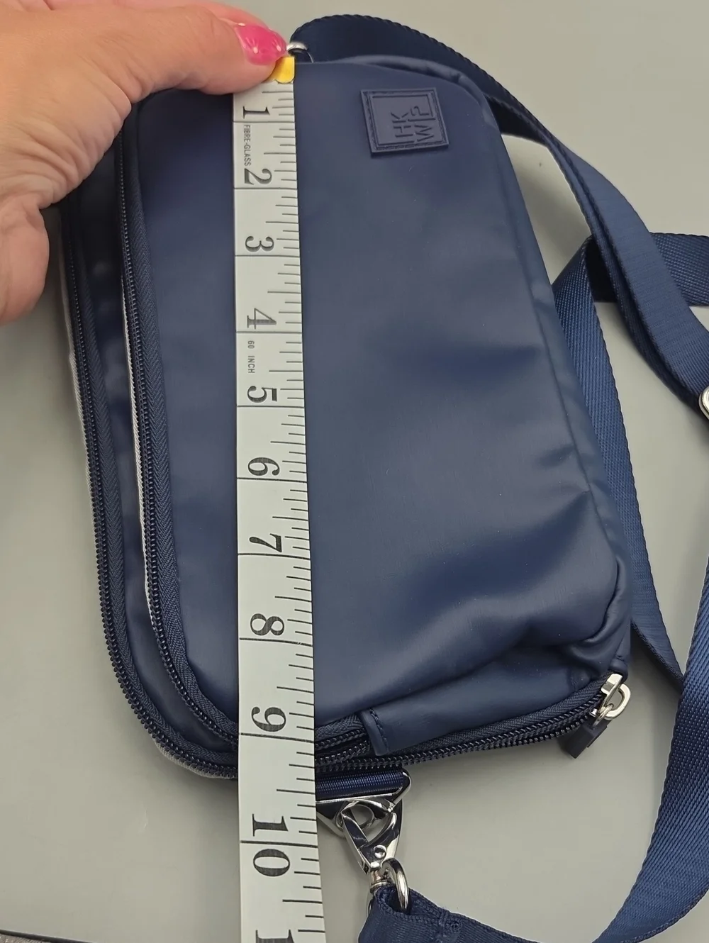 IHKWIP navy crossbody bag  textured nylon finish